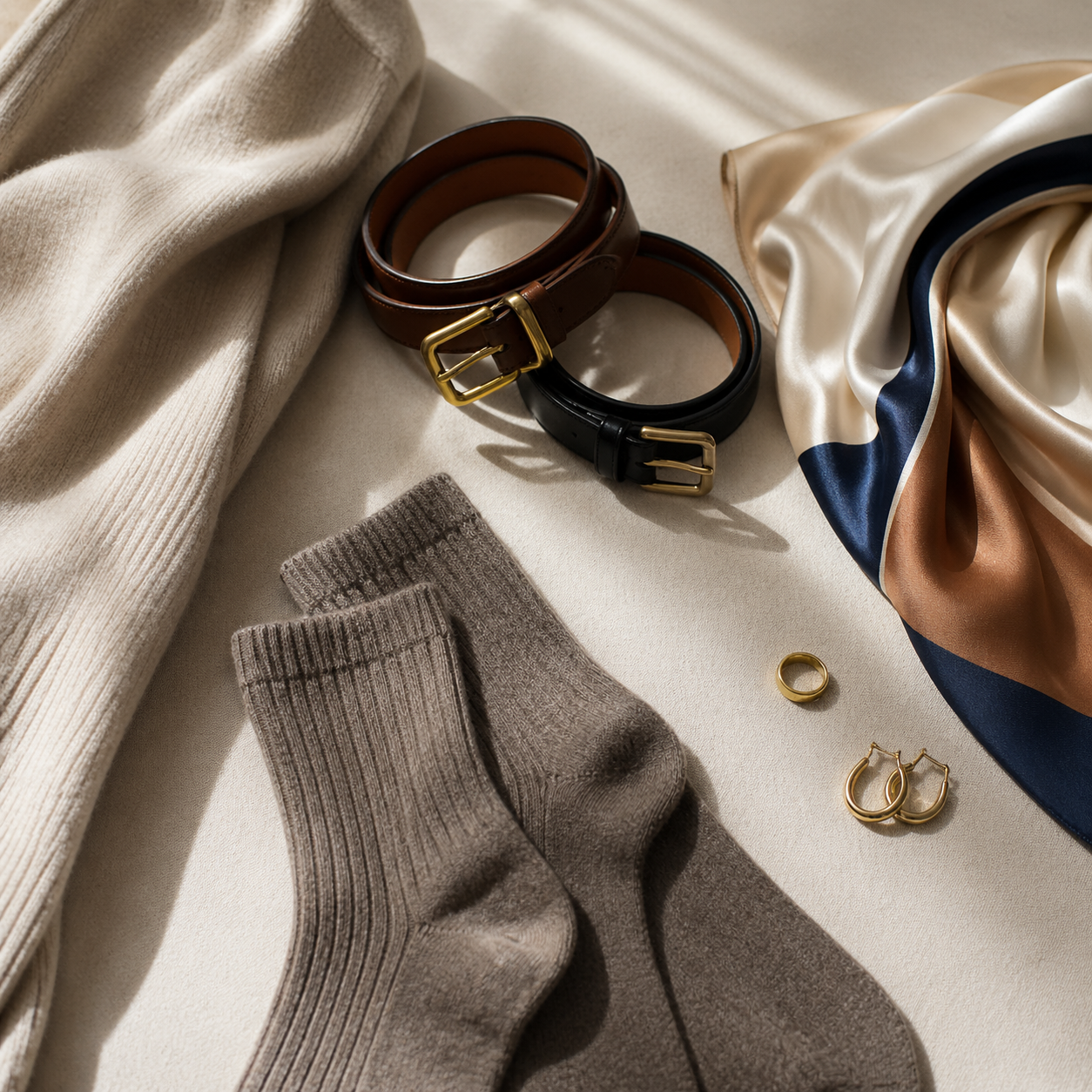 The Capsule Accessories That Quietly Change an Outfit visual with refined wardrobe shapes, fabric texture, and calm editorial color.