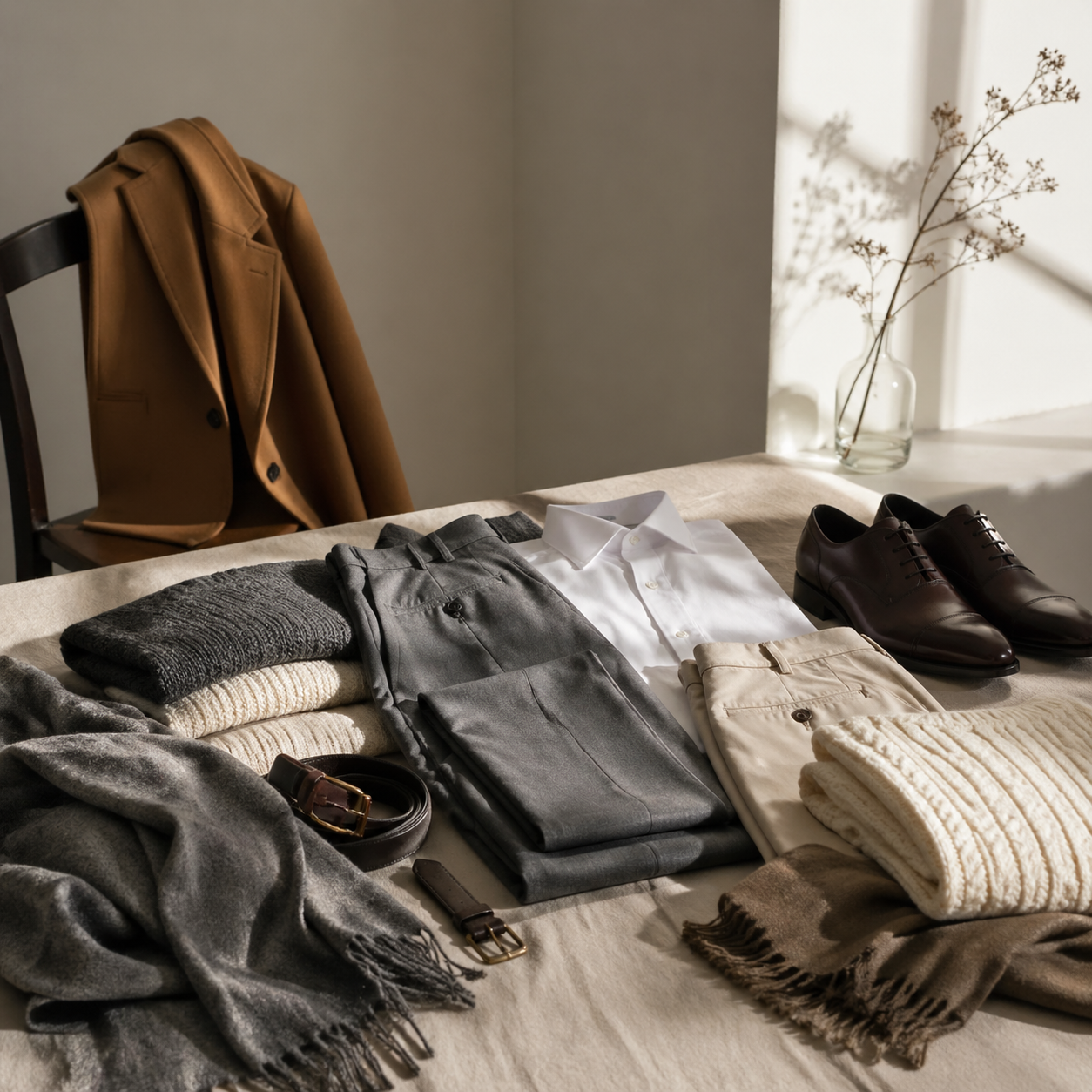 How to Audit a Wardrobe Without Turning It Into a Punishment visual with refined wardrobe shapes, fabric texture, and calm editorial color.