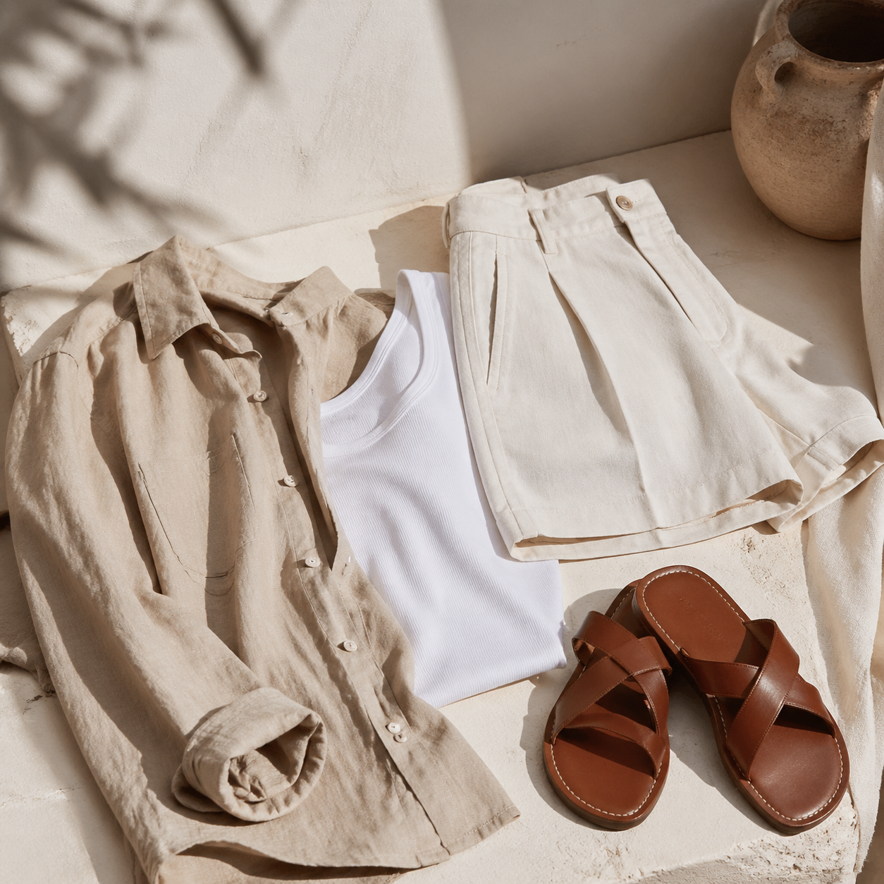 How to Wear Linen Without Chasing Perfection visual with refined wardrobe shapes, fabric texture, and calm editorial color.