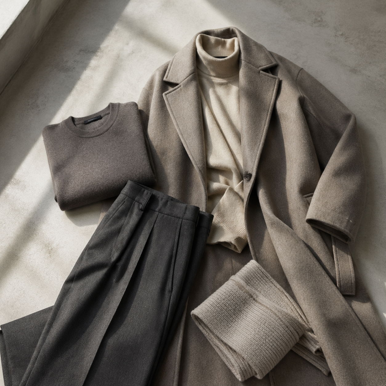 Winter Office Outfits Without Bulk visual with refined wardrobe shapes, fabric texture, and calm editorial color.