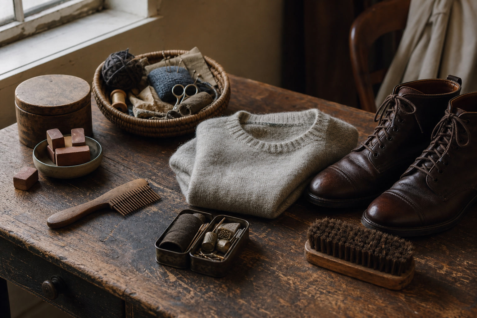 Buy less better guide with three selected objects, repair kit, and notes