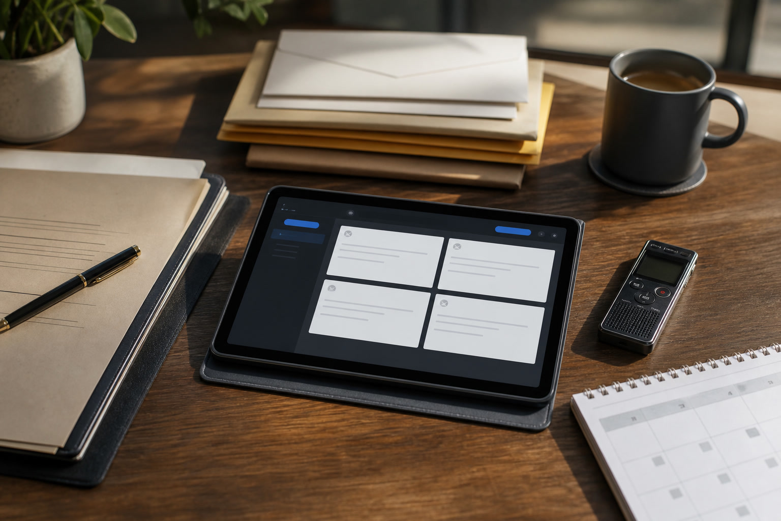 Sponsor inbox workflow with email threads, deal notes, checklist, and calendar reminders